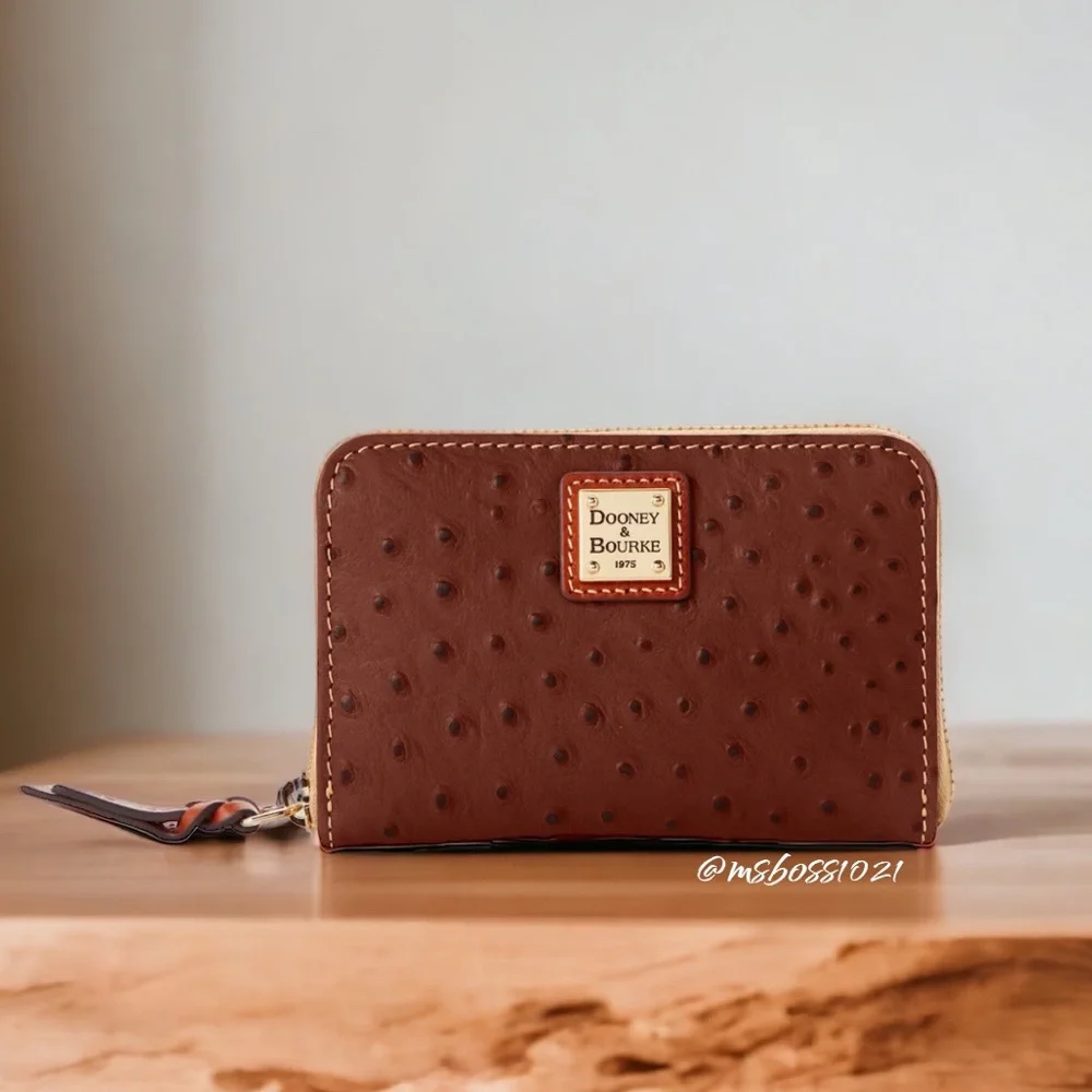 Dooney & Bourke Leather Zip Around Wallet Cognac BRAND NEW WITH TAGS